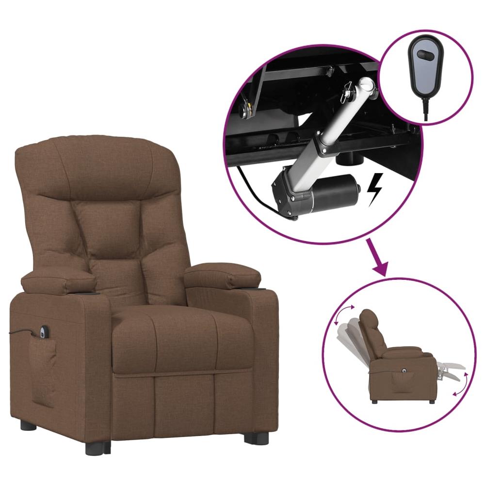 Poltrona Elettrica Reclinabile Marrone In Tessuto - Foto 2