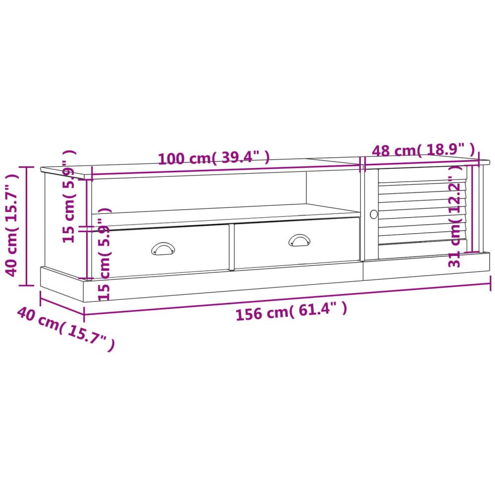 Mobile Porta Tv Vigo Grigio 156x40x40 Cm Legno Massello Di Pino - Foto 8