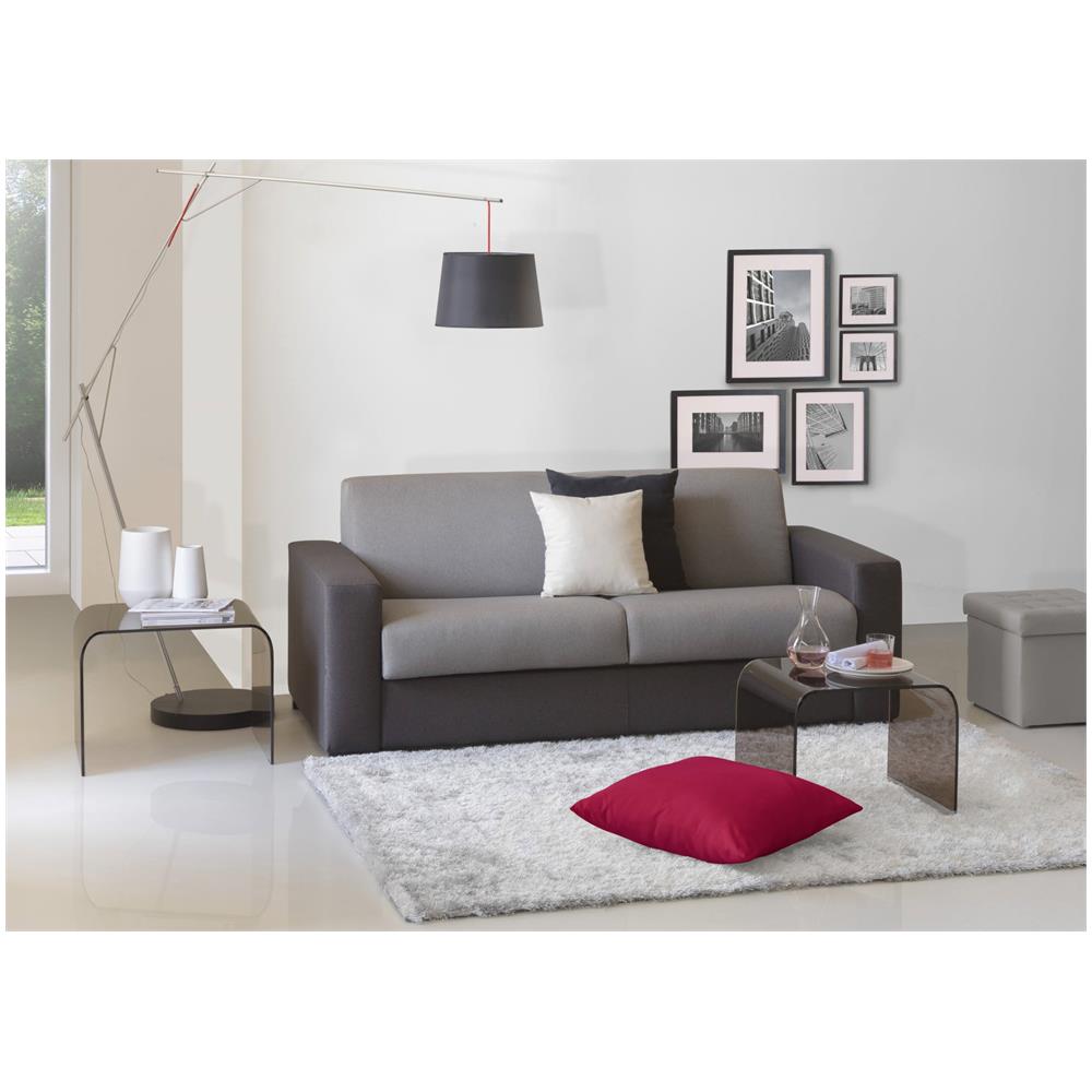 Divano Letto Alena, Divano A 2 Posti, 100% Made In Italy, Sofà Soggiorno Con Apertura Girevole, In Tessuto Imbottito, Con Braccioli Slim, Cm 160x95h90, Grigio E Antracite - Foto 1