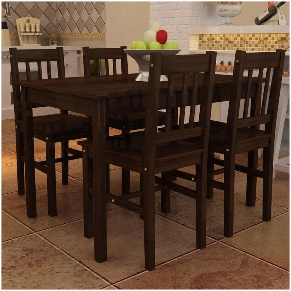 Tavolo Con 4 Sedie In Legno Marrone - Foto 1