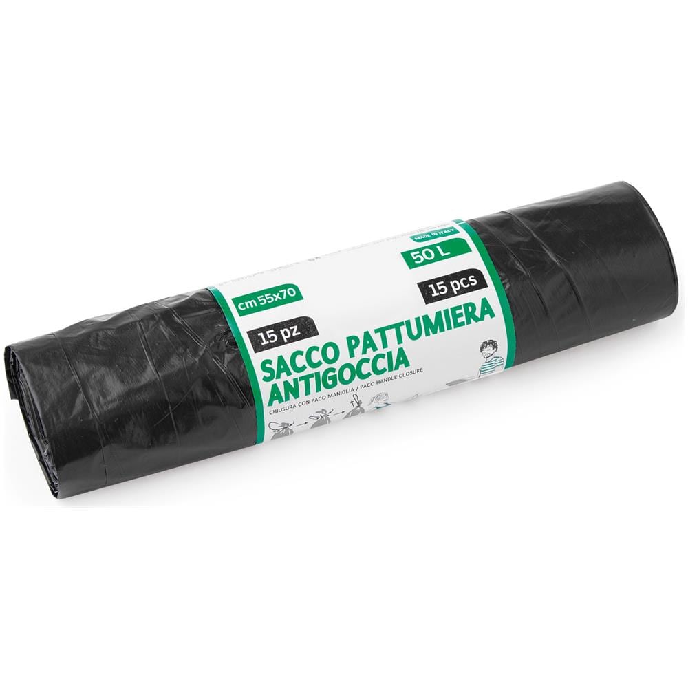 Rotolo 15 Sacchi Neri Per Pattumiera - 55x70 Cm - Foto 1
