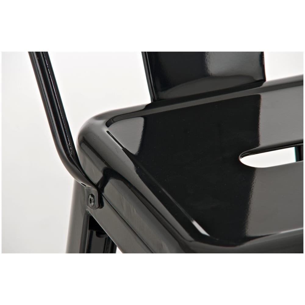 Set 2 Sgabelli Con Schienale Aiden In Metallo - Coppia Sedie Sgabelli Cucina Industriali Verniciati A Polvere Con Poggiapiedi - H77CM Nero - Foto 2