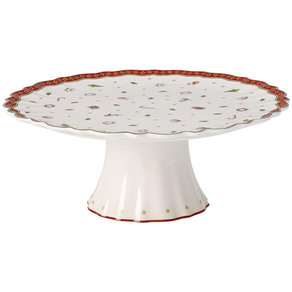 Toy's Delight Alzata Per Torta, 28 Cm, Porcellana Premium, Bianco / rosso - Foto 2