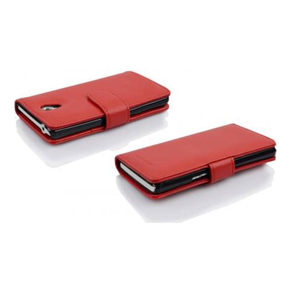 Custodia Compatibile Con Htc Desire 700 In Rosso Cremisi - Coperchio Protettivo In Ecopelle Testurizzata E Tasca Per Carte Di Credito - Foto 3