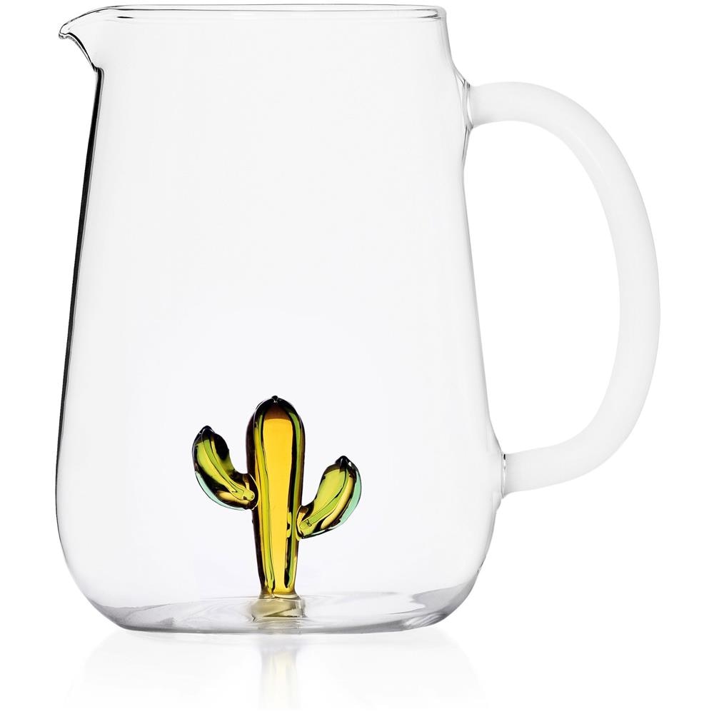 Brocca Cactus Ambra / Verde in Vetro Borosilicato Dimensioni h 18 x Ø 13 cm Capacità 175 cl - Desert Plants - Foto 1