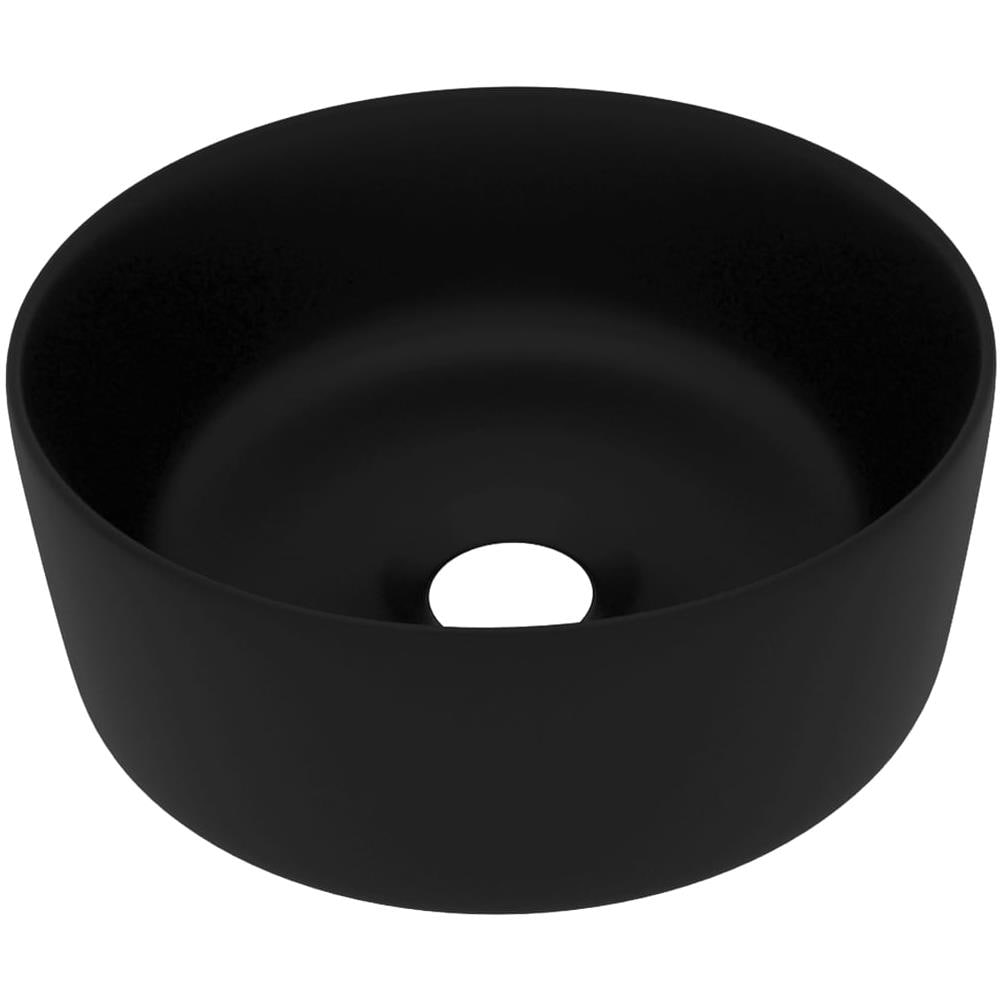 Lavandino Lusso Rotondo Nero Opaco 40x15 cm in Ceramica - Foto 1