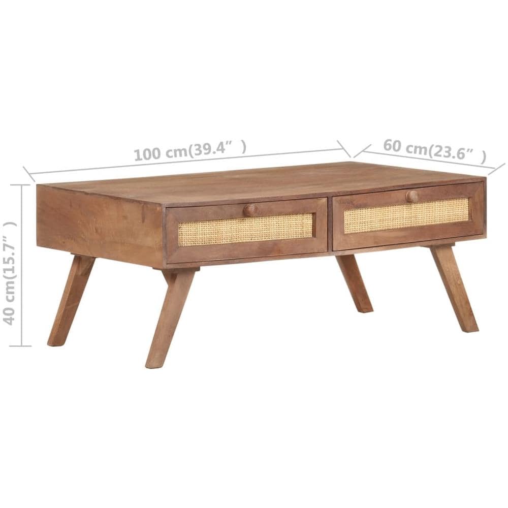 Tavolino Da Salotto In Legno Massello Di Mango 100x60x40 Cm - Foto 11