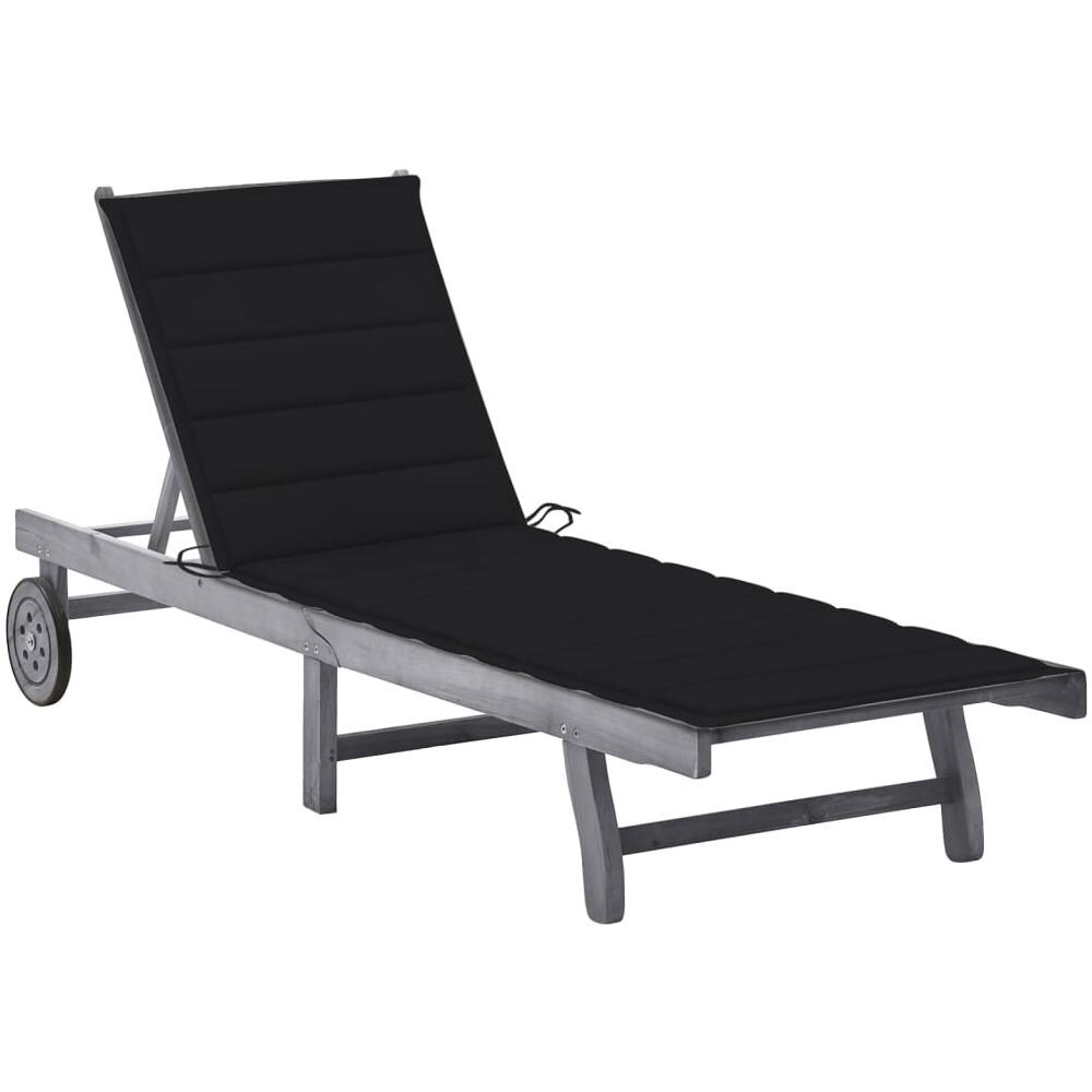 Sdraio da Giardino Grigia con Cuscino in Massello di Acacia - Foto 1