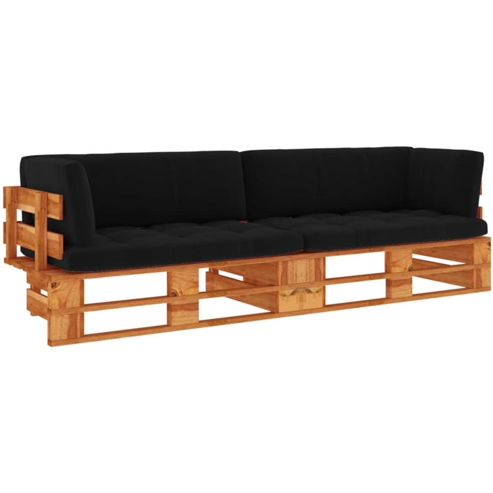 Divano 2 Posti a Pallet e Cuscini Pino Impregnato Marrone Miele - Foto 1