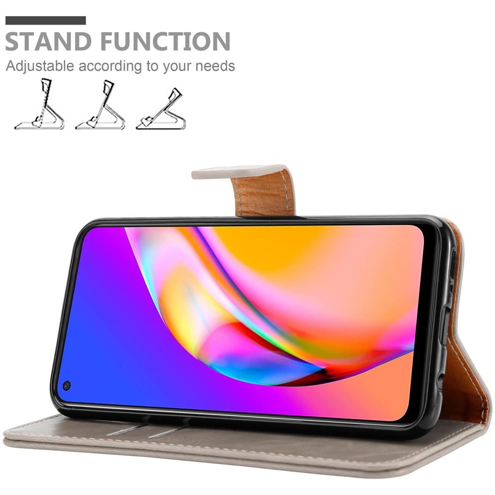 Custodia Compatibile Con Oppo A94 5g In Marrone Cappuccino - Coperchio Protettiva Con Chiusura Magnetica, Funzione Stand E Tasca Per Le Carte - Foto 2