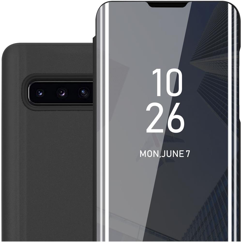 Custodia Compatibile Con Samsung Galaxy S10 Plus In Tormalina Nera - Clear View Specchio Coperchio Protettivo Con Funzione Di Supporto Protezione A 360 Gradi - Foto 1