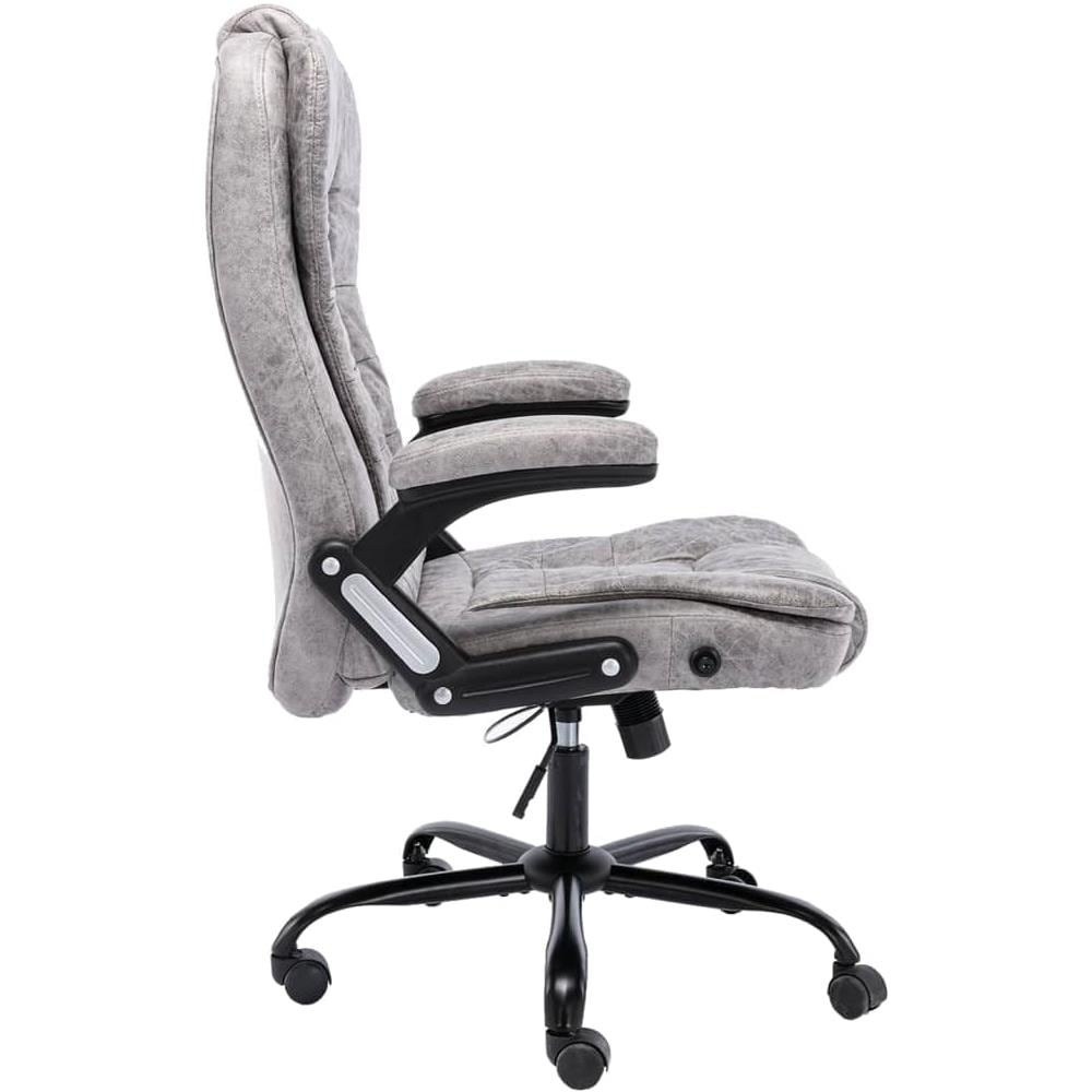 Sedia Da Ufficio Grigio Chiaro In Vera Pelle - Foto 3