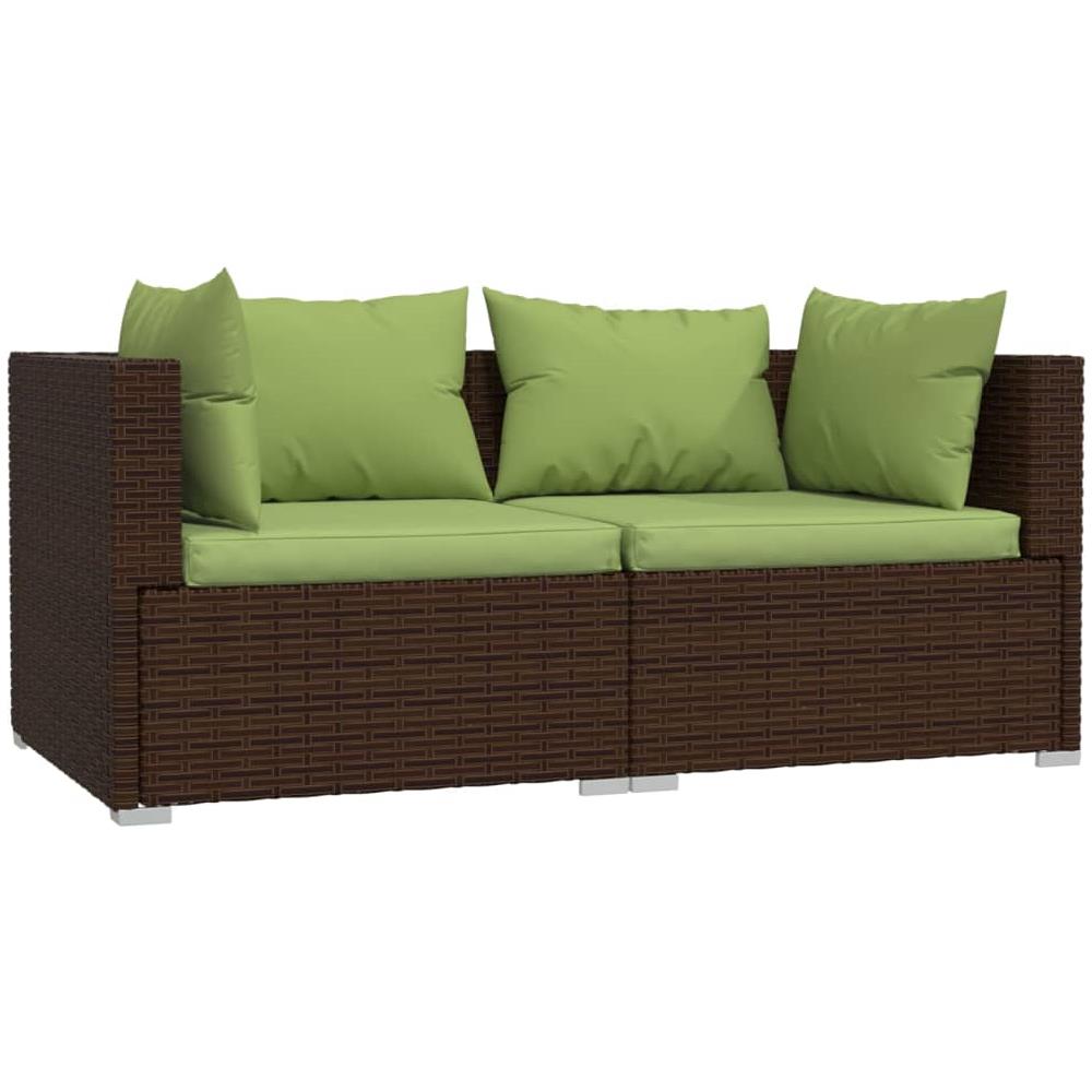 Divano A 2 Posti Con Cuscini In Polyrattan Marrone - Foto 2