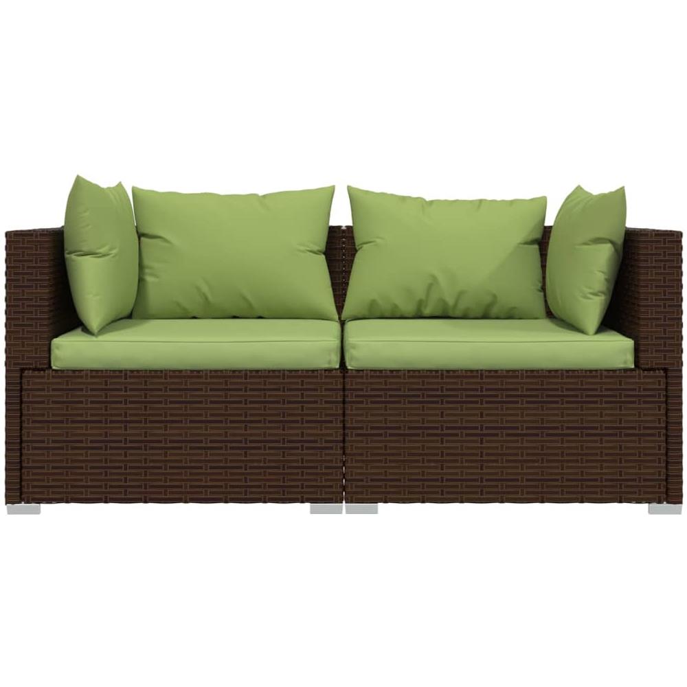 Divano A 2 Posti Con Cuscini In Polyrattan Marrone - Foto 3