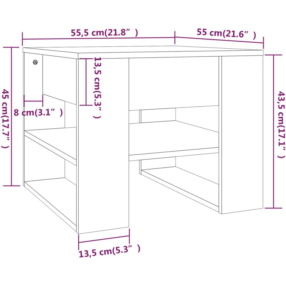 Tavolino Da Salotto Bianco 55,5x55x45 Cm In Legno Multistrato - Foto 6