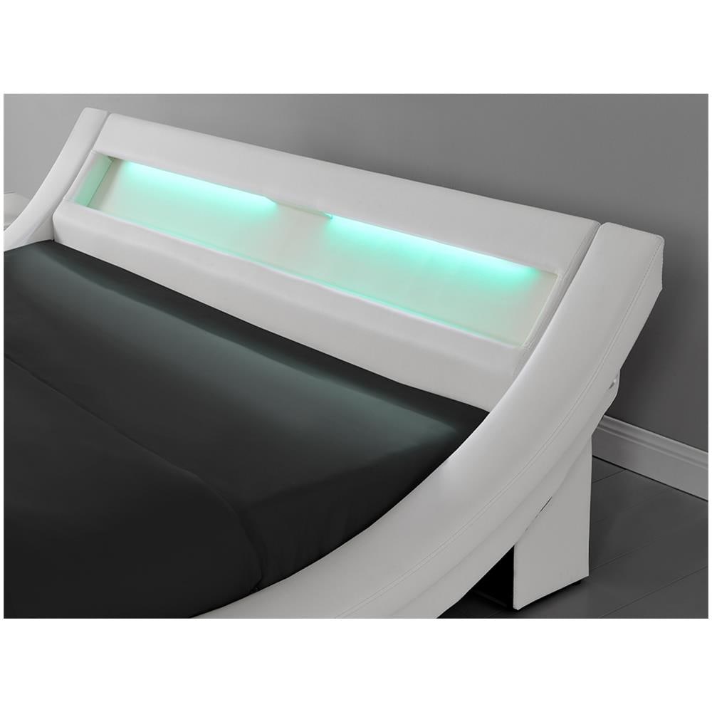 Paddington Struttura Letto In Similpelle Bianca Con Led 160x200 Cm - Foto 2