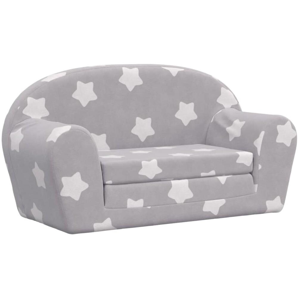Divano per Bambini 2 Posti Grigio Chiaro Stelle Morbido Peluche - Foto 1