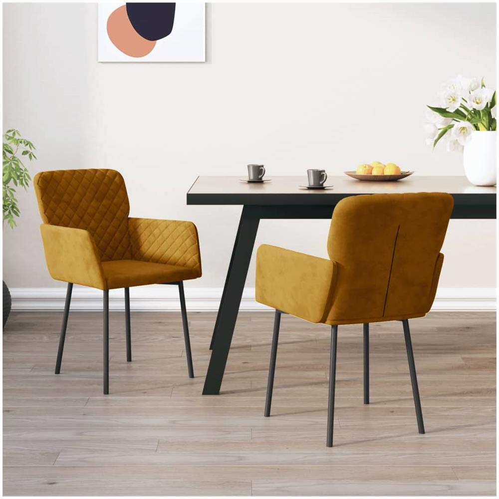 Sedie Da Pranzo 2 Pz Marroni In Velluto - Foto 1