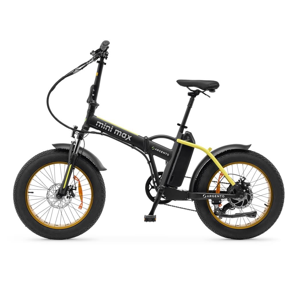 Bicicletta Elettrica Pieghevole Mini Max FatBike Velocità Max 25 km /h Autonomia 70 km Display LCD Luce LED Bluetooth Potenza 250 W Colore Nero / Giallo - Foto 1