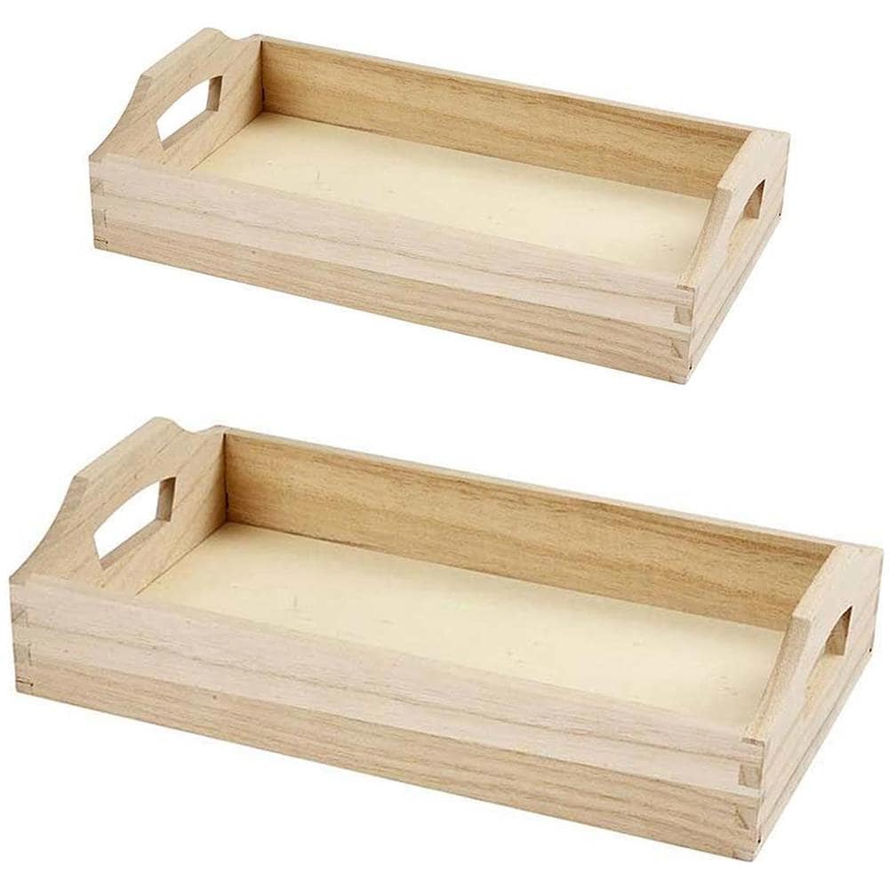 2 Vassoi In Legno Da Decorare 30 X 17 X 5 Cm - Foto 1