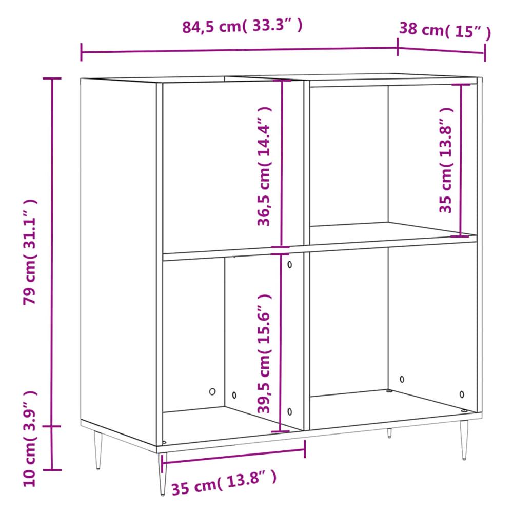 Mobile Porta Dischi Grigio Sonoma 84,5x38x89 Legno Multistrato - Foto 3