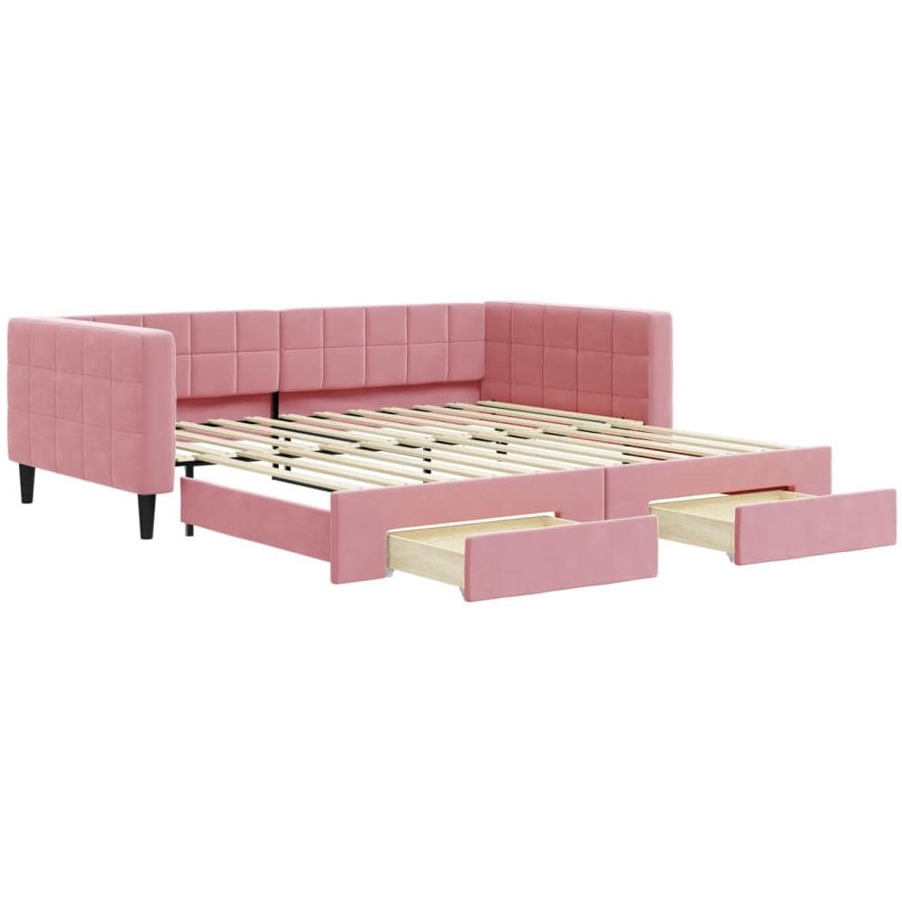 Divano Letto Estraibile Con Cassetti Rosa 100x200 Cm Velluto - Foto 1