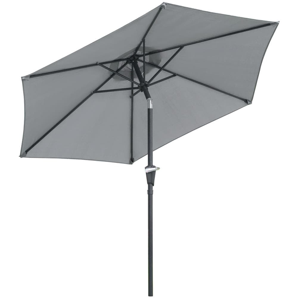 Ombrellone da Giardino Inclinabile 2.3x2m con Apertura a Manovella e 6 Stecche, Grigio - Foto 1