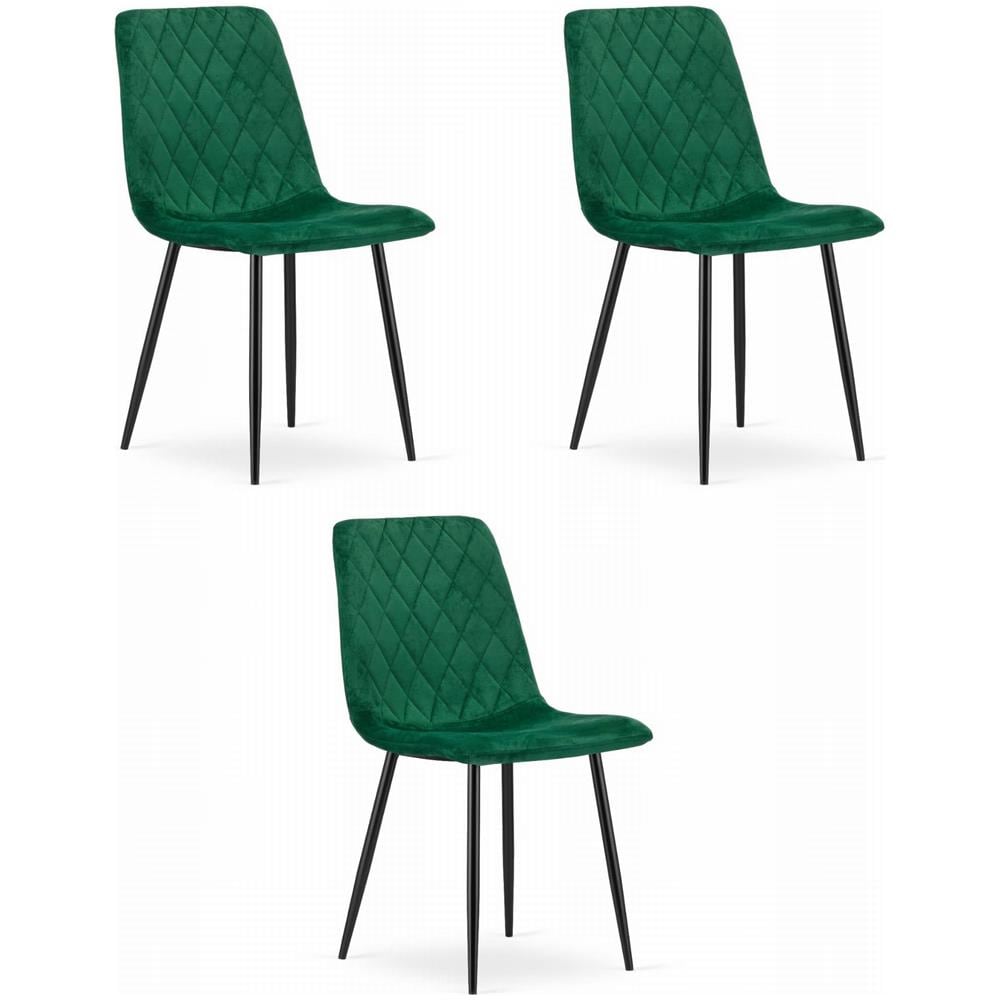 Sedia TURIN - Design ergonomico in velluto verde scuro x 3 - Foto 1