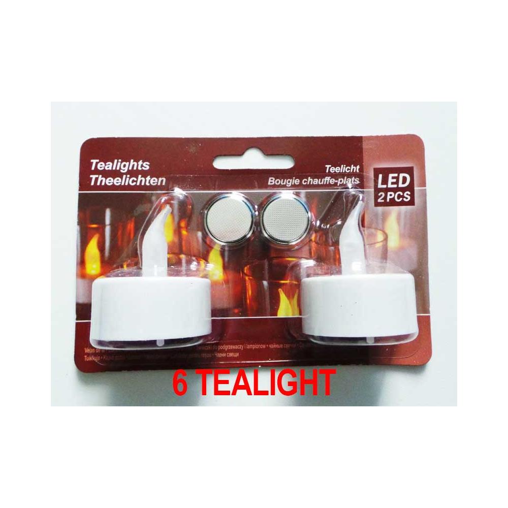 6 Tea Light T-light Led Bianco A Batteria Addobbi Decoro Natale - Foto 1