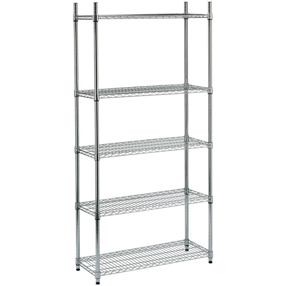 Scaffale In Acciaio Cromato 5 Ripiani 90x35x180 Cm - Foto 1