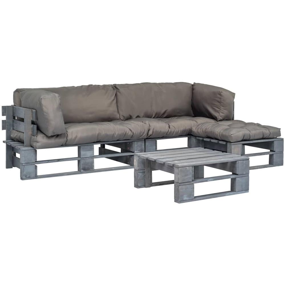 Divani Da Giardino Su Pallet 4pz Cuscini Grigi Legno Fsc Grigio - Foto 1