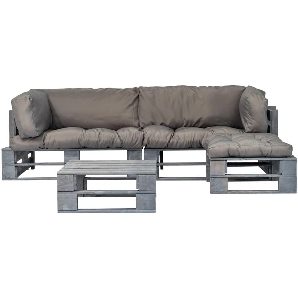 Divani Da Giardino Su Pallet 4pz Cuscini Grigi Legno Fsc Grigio - Foto 2