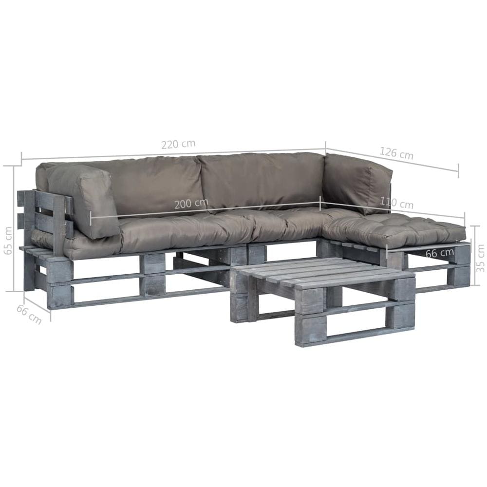 Divani Da Giardino Su Pallet 4pz Cuscini Grigi Legno Fsc Grigio - Foto 5