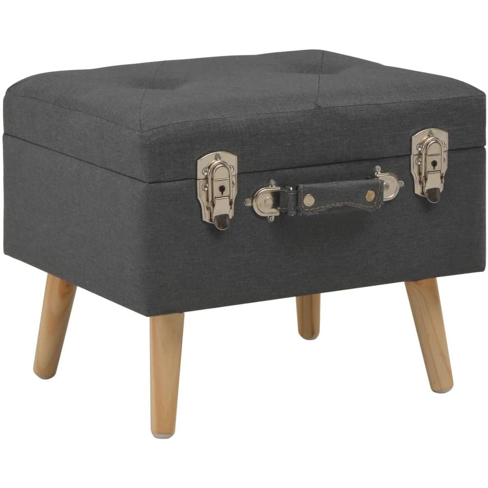 Sgabello Con Contenitore 40 Cm In Tessuto Grigio Scuro - Foto 1