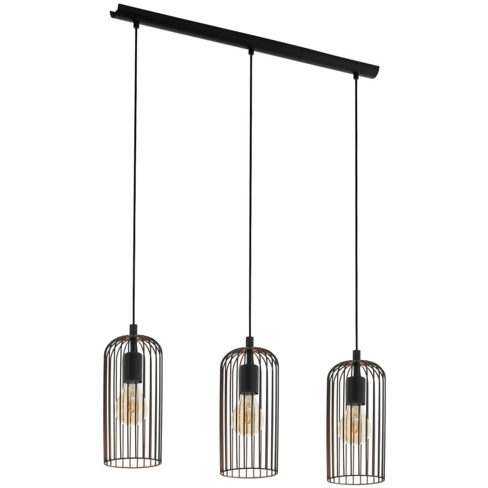 Lampadario Da Soffitto Roccamena Con 3 Lampade Nero E Rame - Foto 1