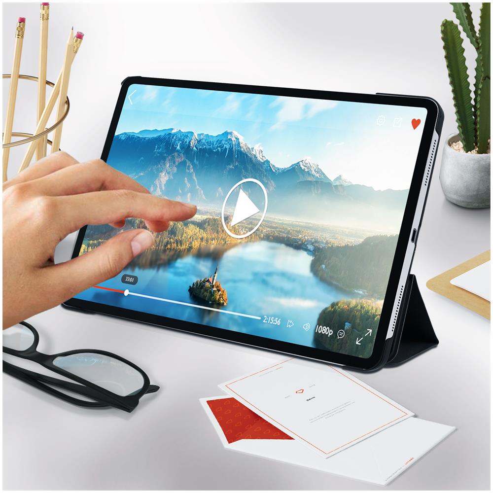 Custodia Ipad Pro 12.9 2020 / 2018 Sportellino Supporto Video /tastiera Grigio - Foto 5