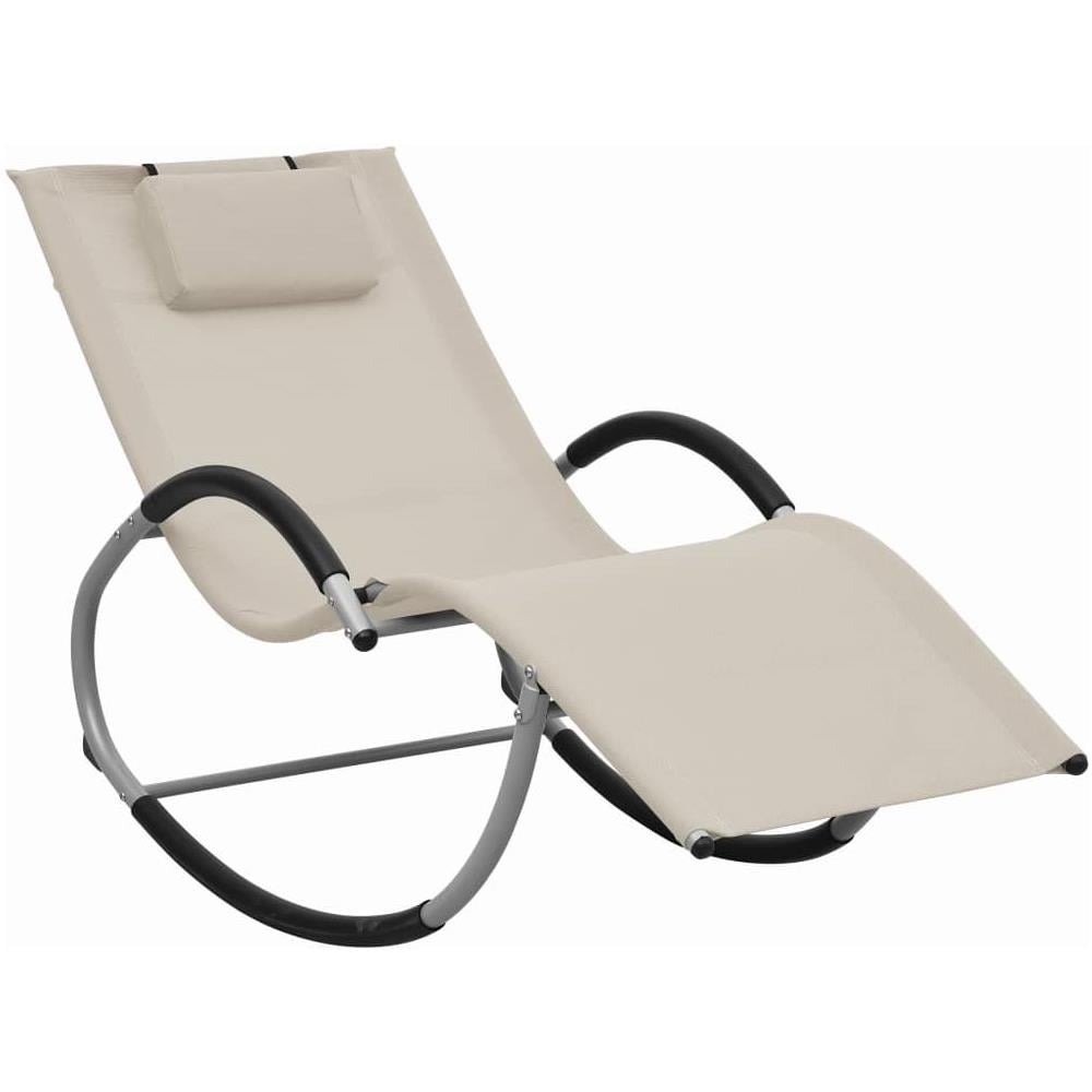 Lettino Prendisole con Cuscino Crema in Textilene - Foto 1