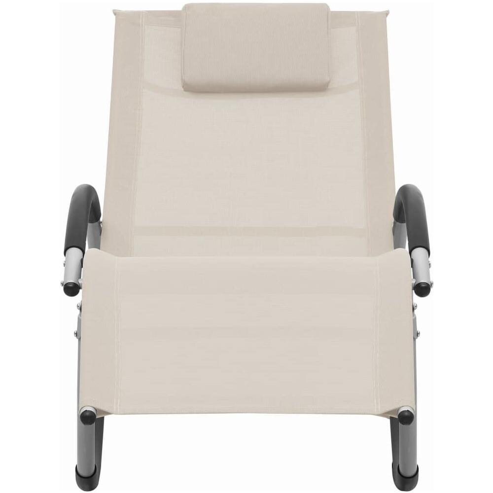 Lettino Prendisole con Cuscino Crema in Textilene - Foto 2