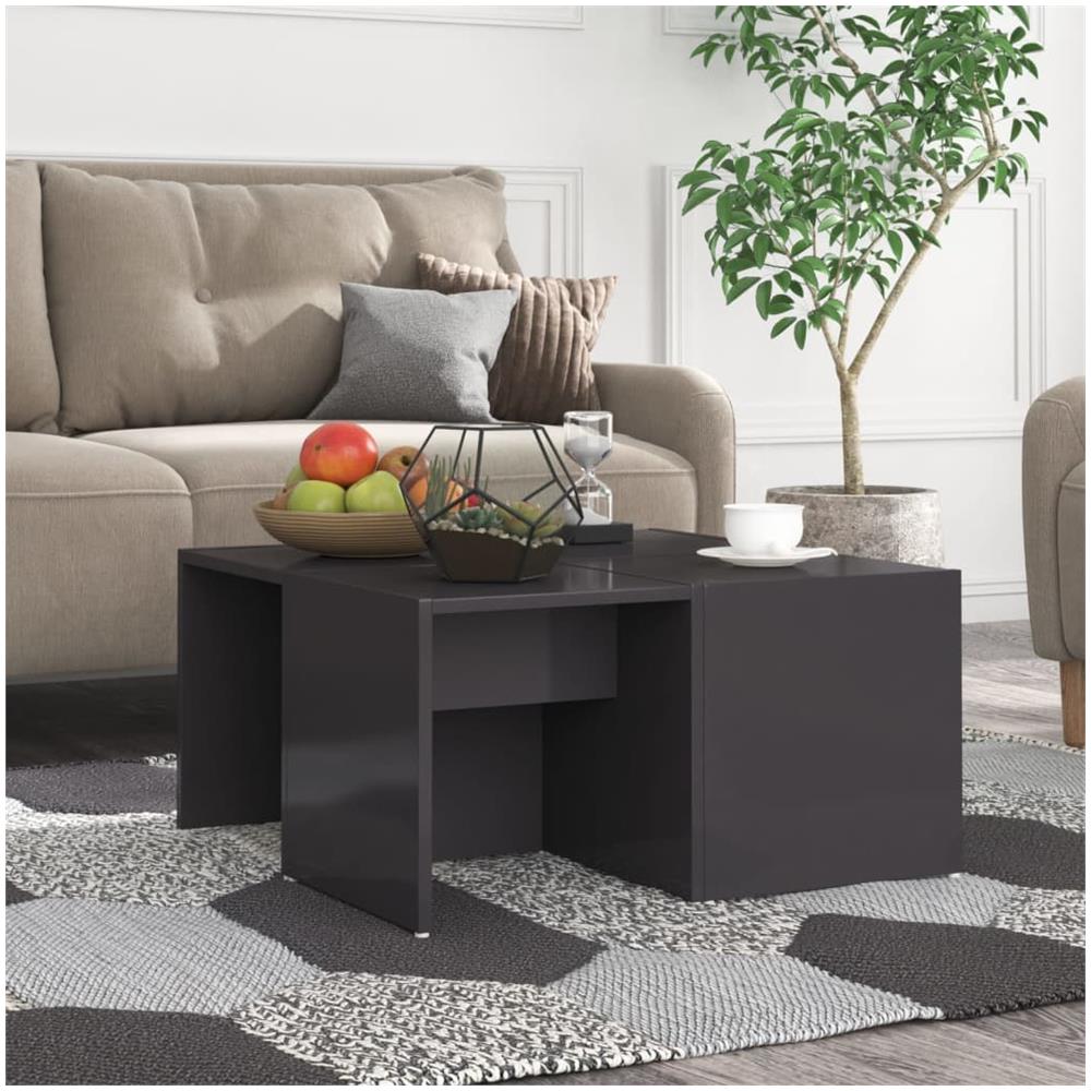 Tavolini Salotto 4pz Grigio Lucido 33x33x33cm Legno Multistrato - Foto 1