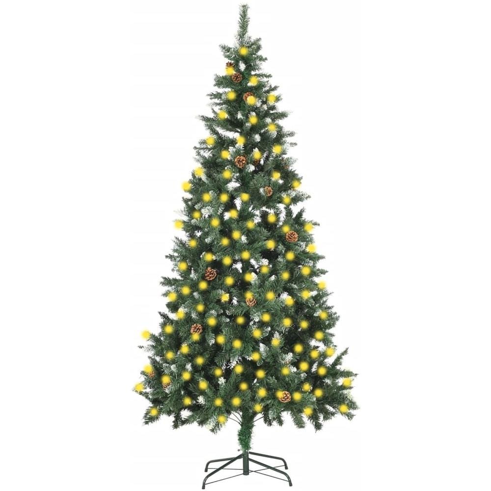 Albero di Natale Artificiale con Luci LED e Pigne 210 cm - Foto 1