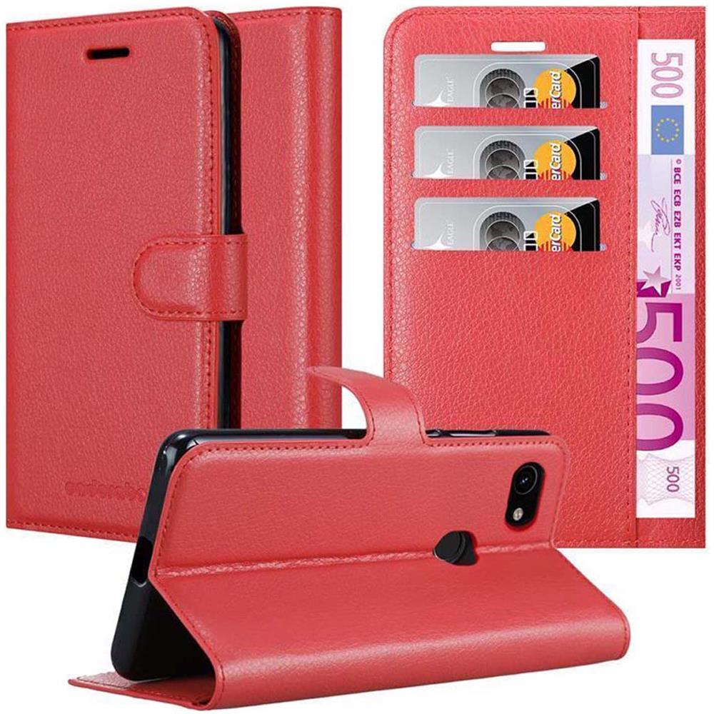 Custodia Compatibile Con Google Pixel 3a In Rosso Carminio - Coperchio Protettiva Con Chiusura Magnetica, Funzione Stand E Tasca Per Le Carte - Foto 1