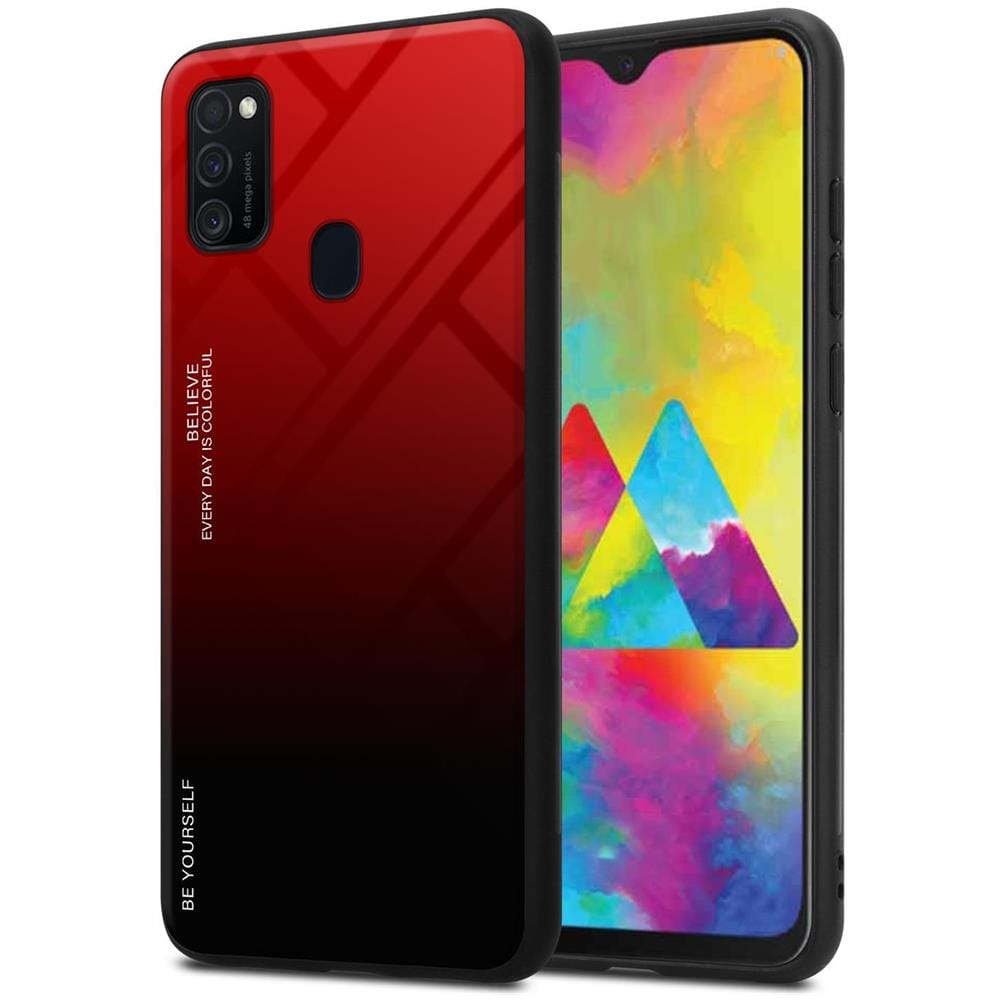 Cadorabo Custodia Compatibile Con Samsung Galaxy M21 / M30s In Rosso - Nero - Coperchio Protettivo Bicolore In Vetro Temperato E Silicone Tpu - Foto 1