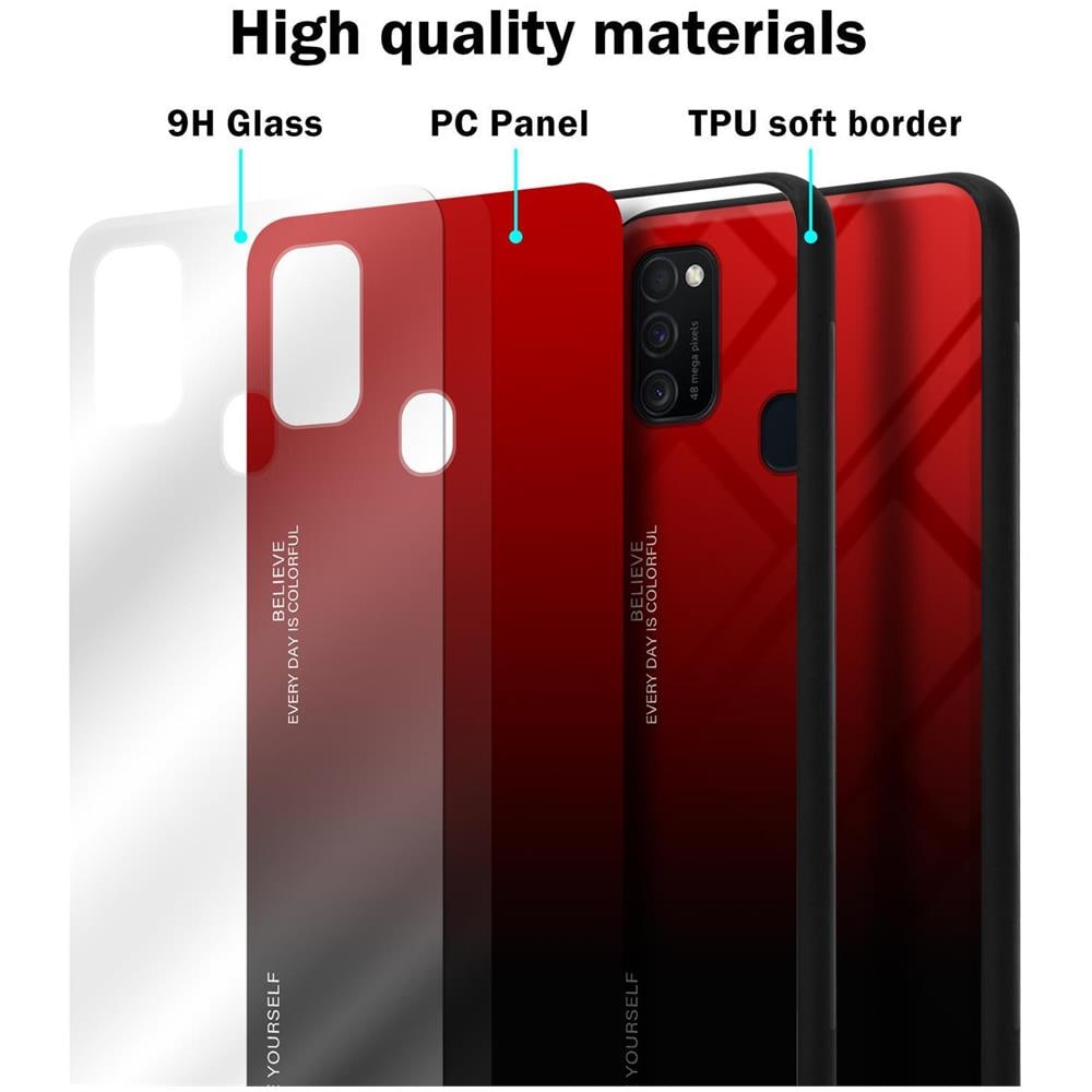 Cadorabo Custodia Compatibile Con Samsung Galaxy M21 / M30s In Rosso - Nero - Coperchio Protettivo Bicolore In Vetro Temperato E Silicone Tpu - Foto 7