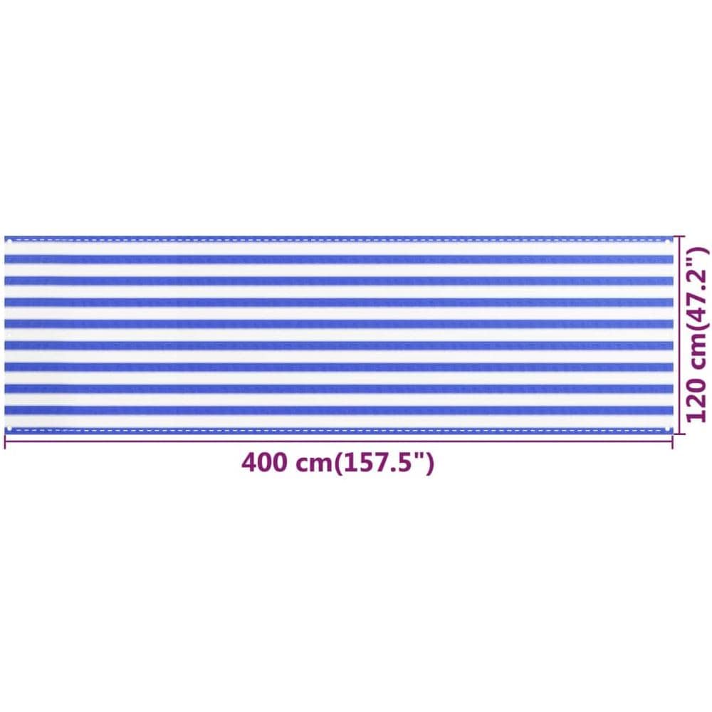Paravento Da Balcone Blu E Bianco 120x400 Cm In Hdpe - Foto 5