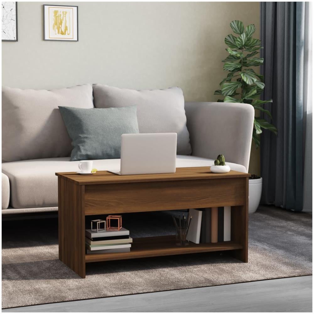 Tavolino Salotto Rovere Marrone 102x50x52,5cm Legno Multistrato - Foto 2