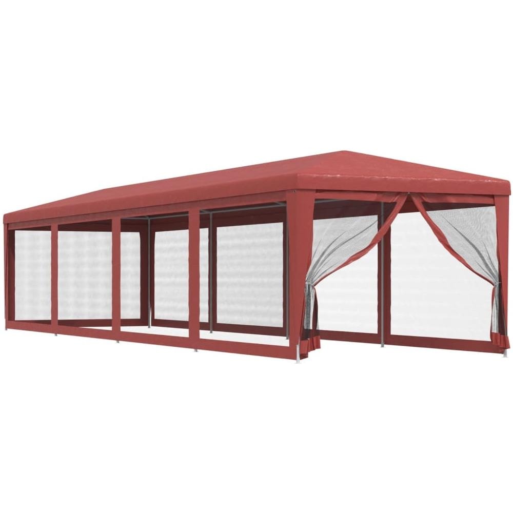 Tenda Per Feste Con 10 Pareti Laterali In Rete Rosso 3x12m Hdpe - Foto 2