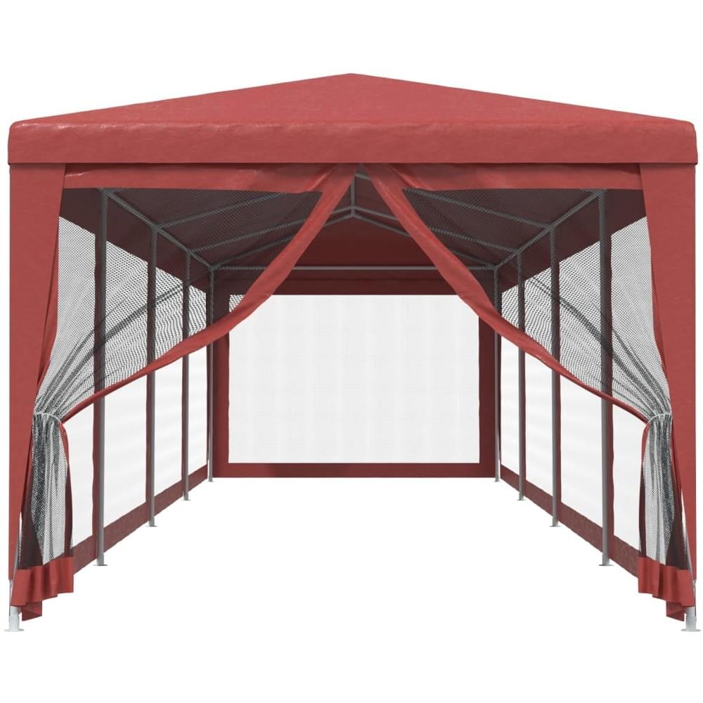 Tenda Per Feste Con 10 Pareti Laterali In Rete Rosso 3x12m Hdpe - Foto 3
