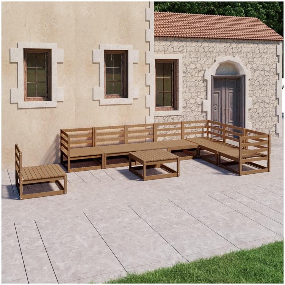 Set Divani Da Giardino 9 Pz Marrone Miele In Massello Di Pino - Foto 1