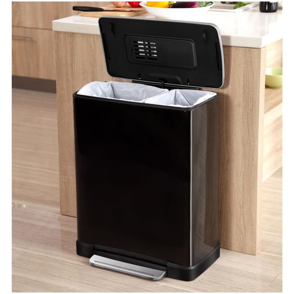 Pattumiera A Pedale E-cube 28 L+18 L Nero Opaco - Foto 3