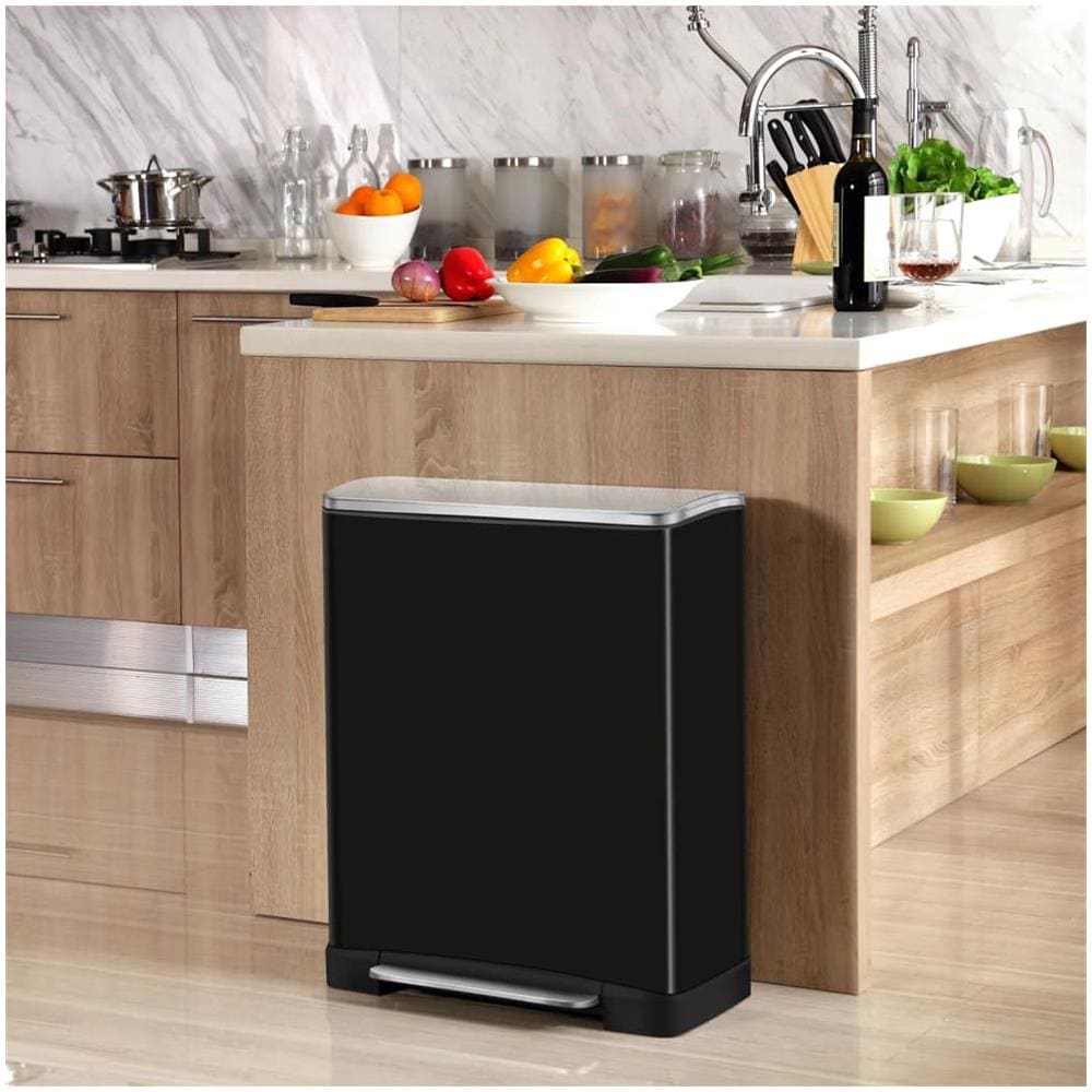 Pattumiera A Pedale E-cube 28 L+18 L Nero Opaco - Foto 1